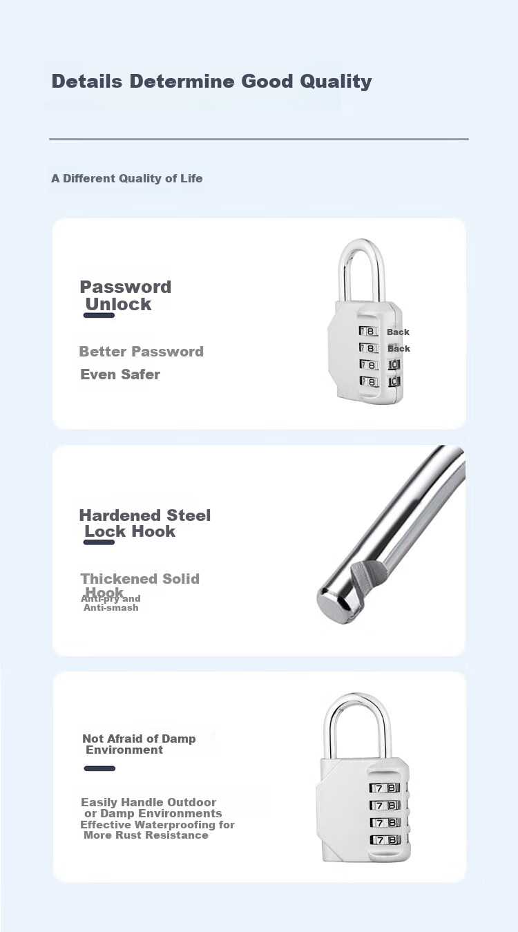 Aoben Large Padlock, Student Dormitory Lock for Indoor And Outdoor Doors, Waterproof And Rust-Resistant Metal Lock, 1604 Silver Color 7