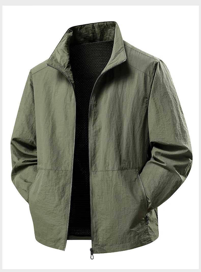 Jeanswest Men's Summer Lightweight Outdoor UV Protection Jacket Casual Sports Breathable Skin Jacket with Turn-down Collar 6