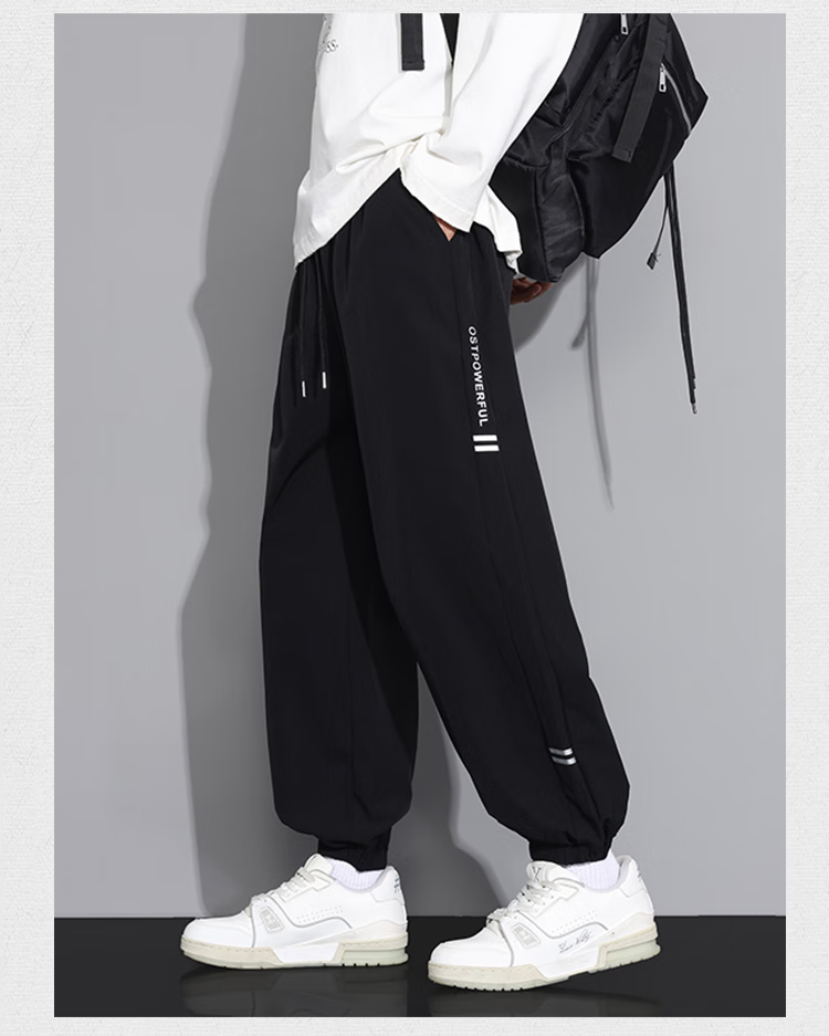 Dingfengbaoluo American-Style Casual Joggers for Men, Summer Loose Fit Retro Oversized Sports Trendy Versatile Long Pants QF93 Gray XL 6