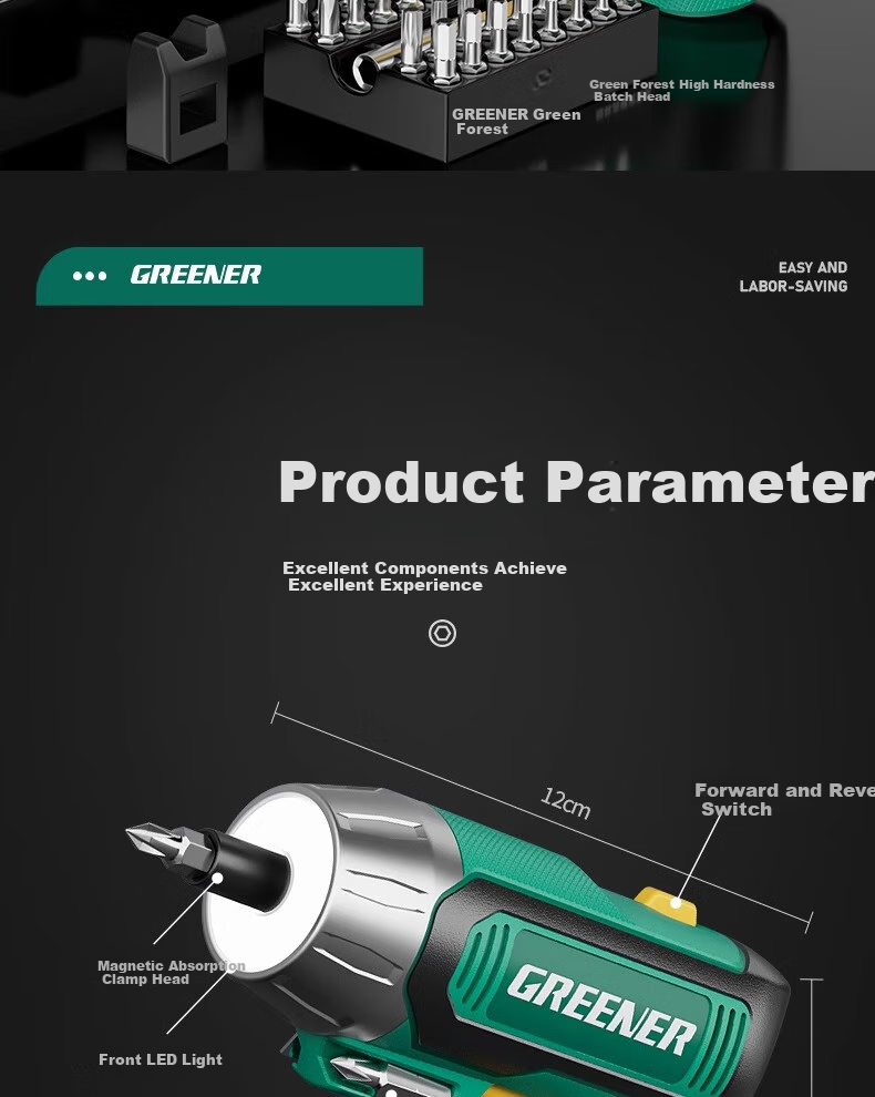 GREENER Advanced Goddess Edition 37-Piece Portable Electric Screwdriver Multifunctional Cordless Household Mini Screw Gun 22