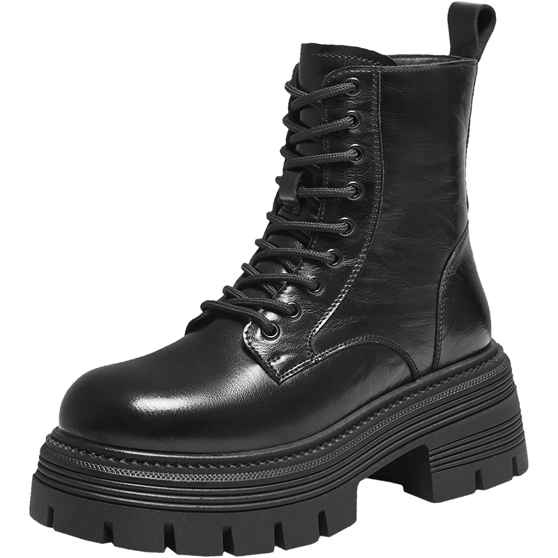 TATA TATA Patrol Star Women's Boots Work Boots Black Layered Martin Short Boots Black 39