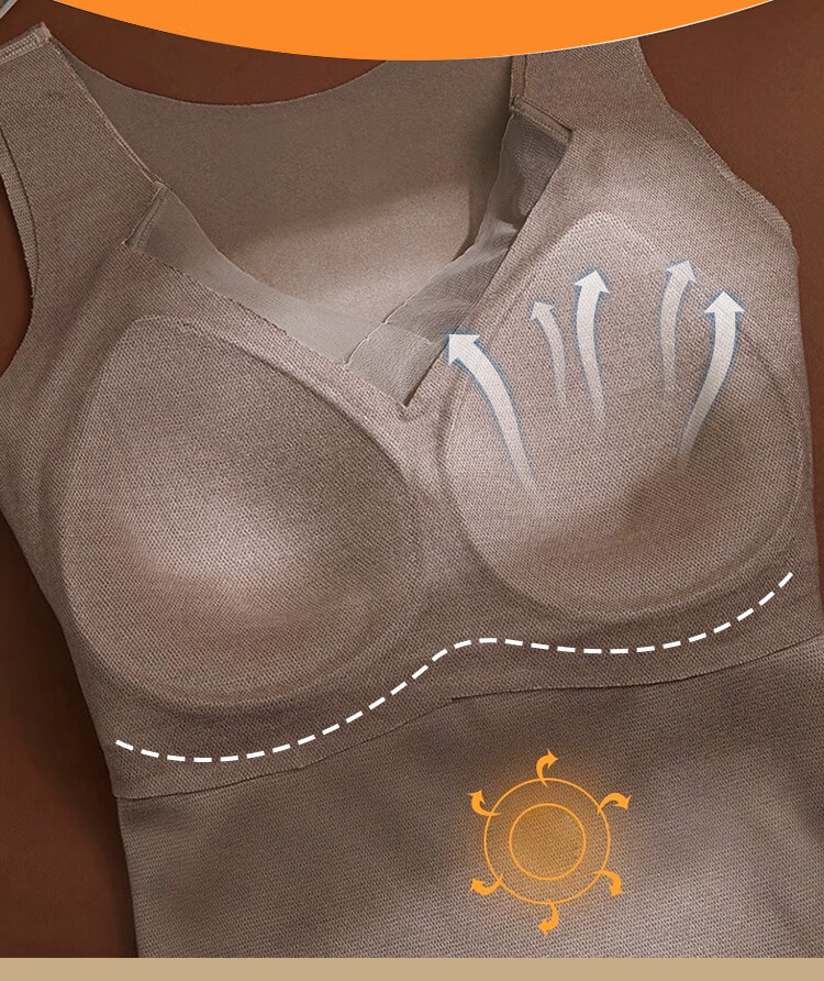 LangSha Thermal Vest Autumn Winter Antibacterial Mite-Resistant Women's Heating Vest with Built-in Chest Pad Fixed Cup Base Shirt Top 6