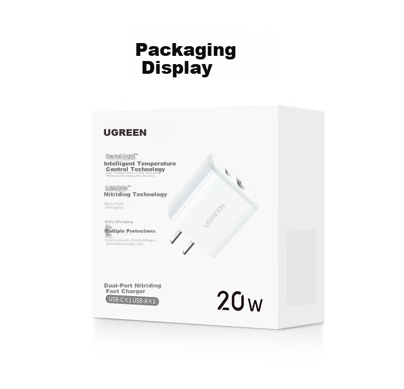 UGREEN PD20W Charger, Dual-Port GaN Fast Charging Adapter, Type-C/USB Quick Charge Plug, Compatible with Apple IPhone 18 Pro Max/17/16 Air Phones And IPad 13