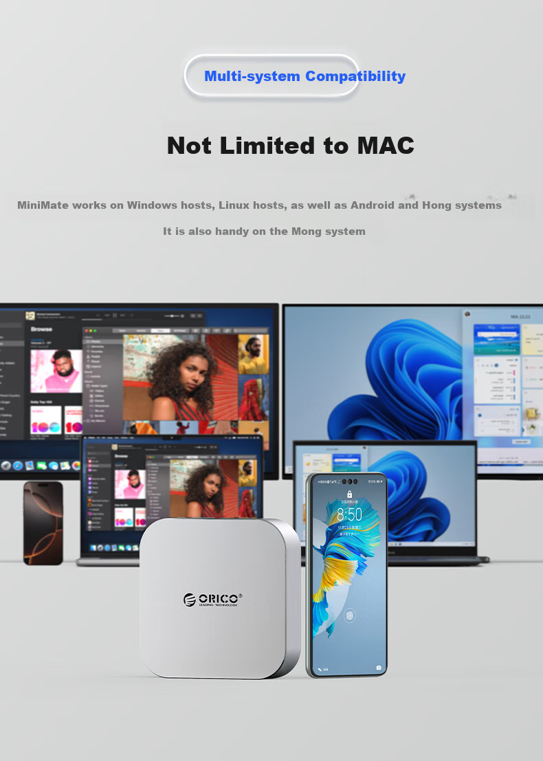 ORICO Mac Mini Thunderbolt 3 Desktop Portable SSD, 40Gbps High-Speed Storage Expansion, 4TB High-Speed Transfer, MiniMate Cooling Base M4T3-512G 7