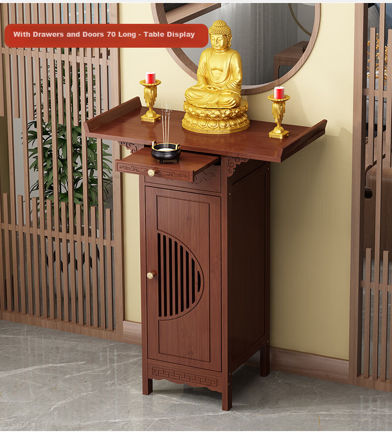 Taomengju Buddha Table, New Chinese Style Standing Cabinet, God of Wealth Cabinet, Buddha Altar, Incense Burner, Buddha Statues, Guan Gong Bodhisattva Altar, Offering Table, Storage Rack 19