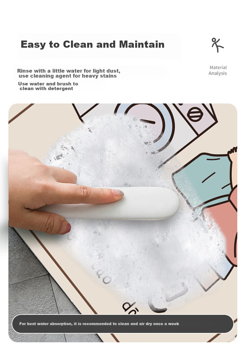 Keruier Washing Machine Cover, Waterproof And Sun-Proof, Diatomaceous Earth Dust-Proof Cover, Refrigerator Top Non-Slip Washable Absorbent Pad, Bedside Table Universal Mat, 60*60cm 10