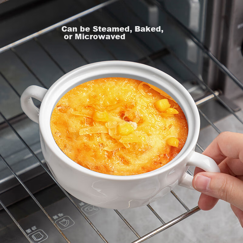 Детская миска для еды Banwushenghuo, керамическая, с крышкой, двойная ручка, для приготовления на пару