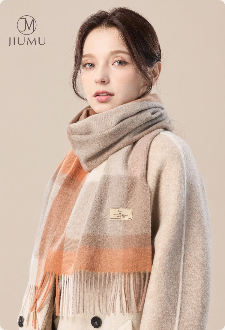JIUMU 100% Cashmere Scarf Women Autumn Winter Shawl Warm Neck Warmer Female New Year Birthday Gift Box Set 1