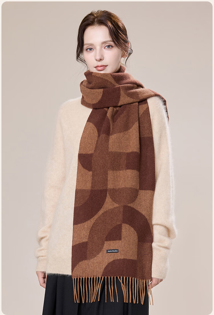 JIUMU Pure Wool Scarf for Women Autumn Winter Warm Shawl Gift Box New Year Birthday Gift for Girls 5