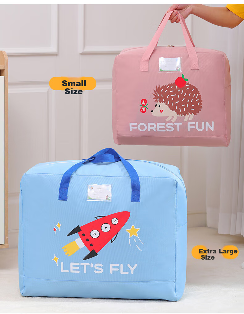 Baicaoyuan Kindergarten Quilt Storage Bag, Thickened Oxford Fabric, Zipper-Style, for Students, Pink, 24cm Large Capacity, SGS Certified 15