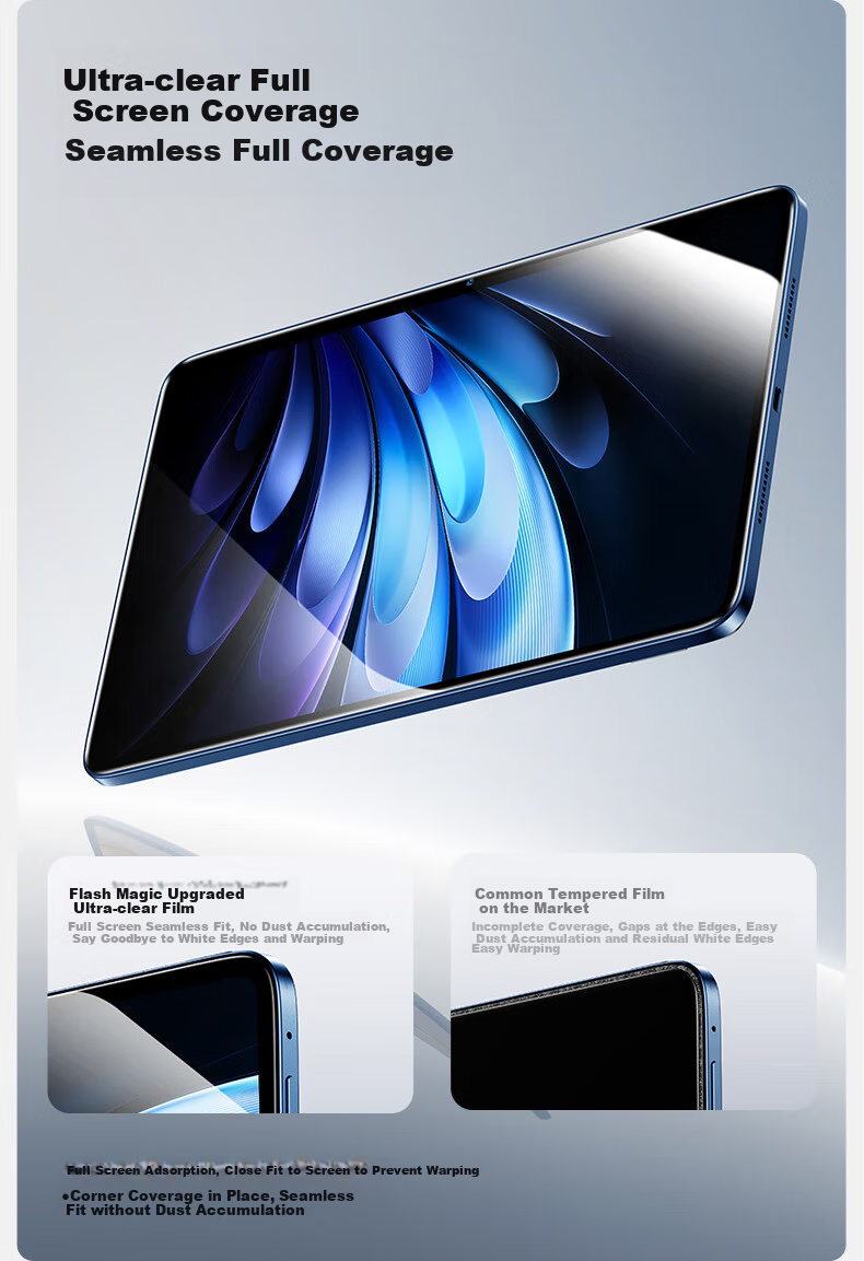 Shanmo Tempered Glass Screen Protector for VivoPad5 Pro/iQOO Pad5Pro/2Pro Tablet, 13-Inch 2025 Soft Light Version Full Coverage HD Clear Screen Protector with Dust-Free Installation Box 8