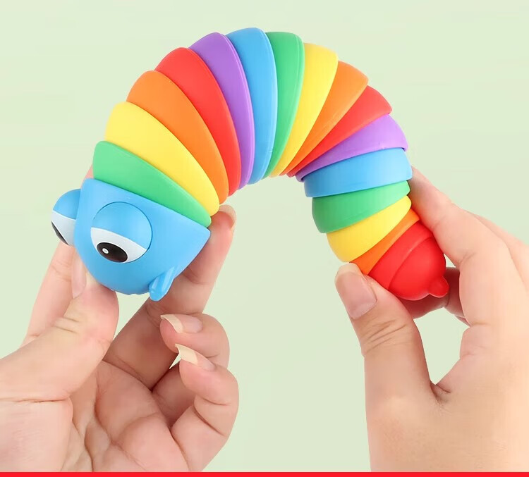 Fun World Colorful Twistable Caterpillar Educational Kids Puzzle Toy Rainbow Caterpillar Stress Relief Gadget 10