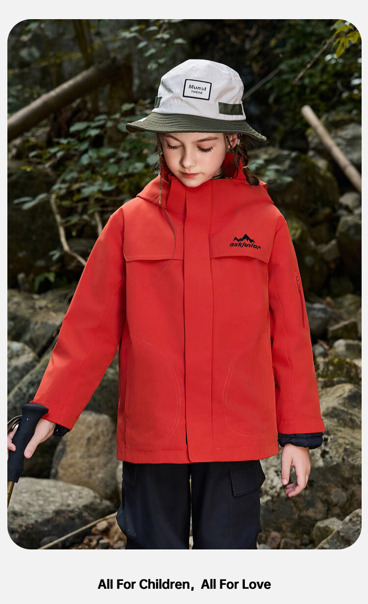 ASK JUNIOR Kids Long Sleeve Jacket Unisex Autumn Windproof Outdoor Running Sports Hiking Coat 8