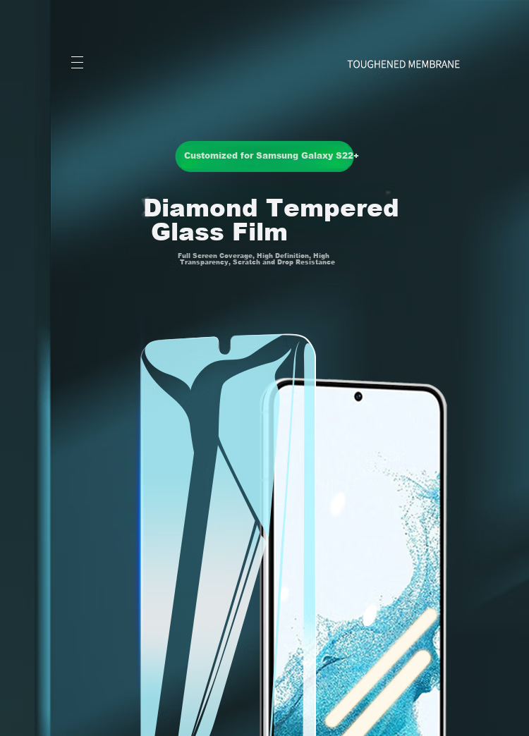 ESCASE Samsung S22+ Screen Protector, Galaxy Phone Film with Fingerprint Sensor, Full Coverage HD Anti-Drop Glass Phone Protective Film, Transparent 1