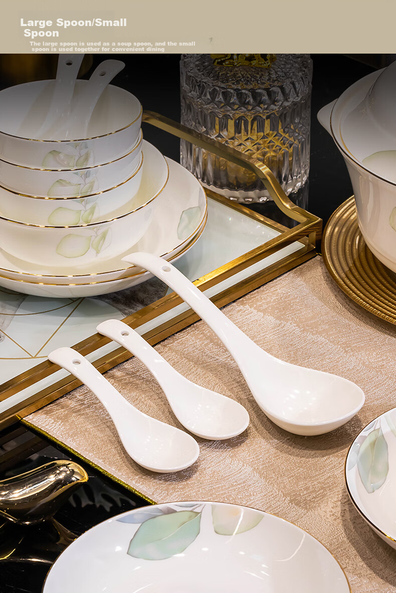 Haoya Jingdezhen Ceramic Tableware Set, Bowl And Plate Set for Home Use, 24-Piece Spring-Themed Dinnerware Set 9
