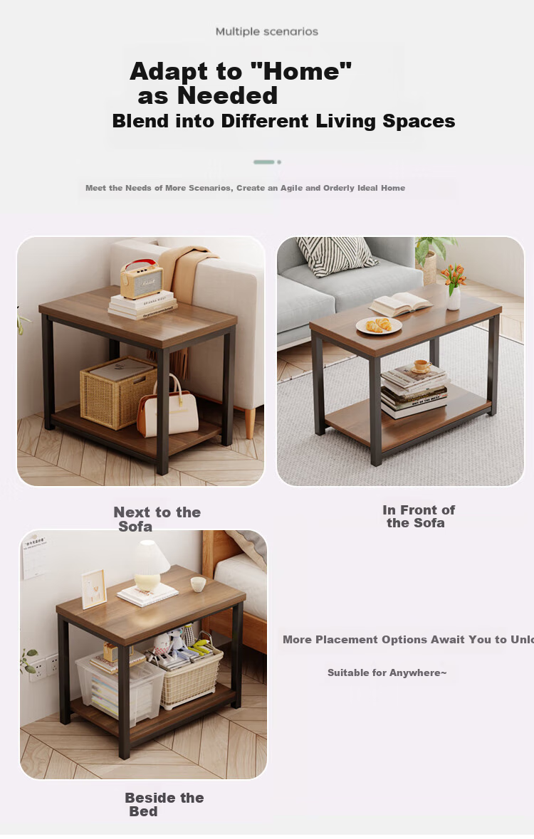 Zhuobo Coffee Table, Living Room Side Table, Tea Table, Tea Cabinet, Bedside Table, Storage Rack, CJ11 Walnut Color, 40cm Square Table 6