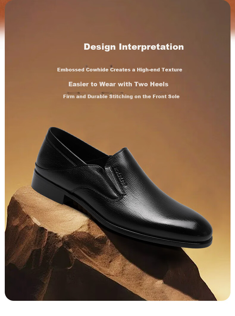 Goldlion Men's Business Leather Shoes, Spring Style, Soft And Durable Loafers, G521510038AAB, Black, Size 43 2