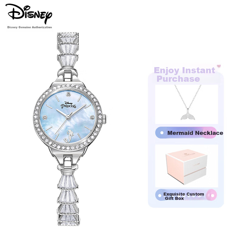 Disney Mermaid Bracelet Watch for Women, Luxury Niche Waterproof Ladies Wristwatch, Birthday And Valentine's Day Gift for Girlfriend