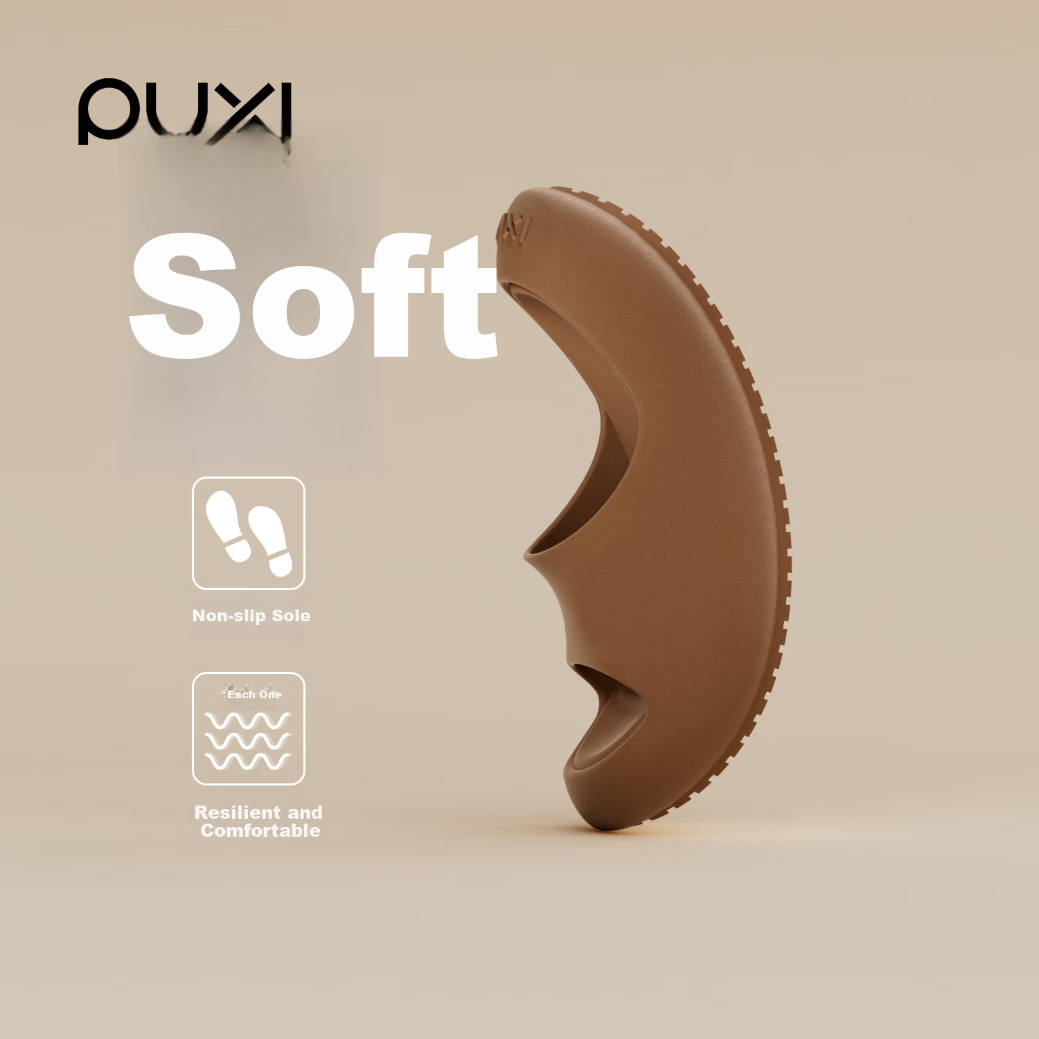 Poxi Women's Slippers, Summer Outdoor Wear, Thick-Soled, Squishy Feel, Indoor Home Use, Non-Slip, Odor-Resistant Sandals, Coffee Color, Size 39-40