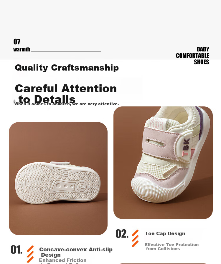 Tomberk Baby Walking Shoes Mesh Summer New Children's Functional Soft Sole Breathable Non-slip Mesh Shoes Pink Size 17 6