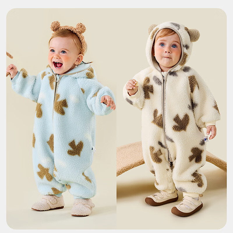 Minibala Baby Clothes Newborn Fleece Lined Hooded Romper Jumpsuit Red Christmas Outfit 2025 Winter Edition