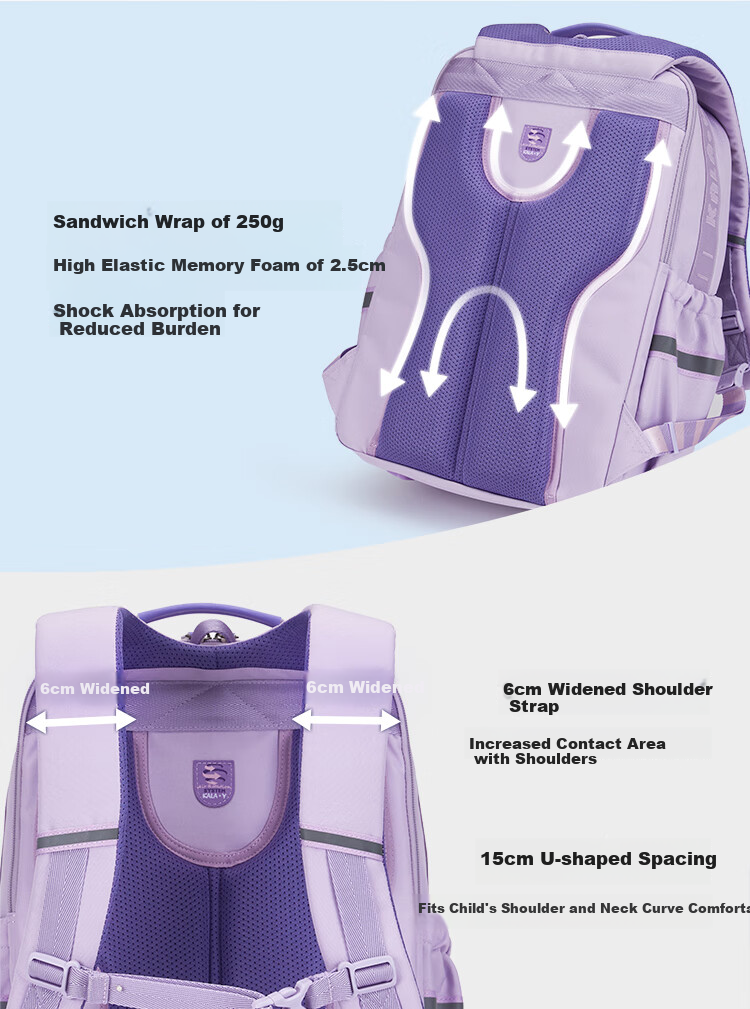 KALA·Y Backpack for Middle School Students, Stylish Ultra-Light Cloud Backpack for Primary School Grades 5-9, Stress-Relieving Unisex Shoulder Bag for Male And Female Students 4