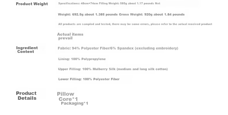 Shuixingjiafang Silk Pillow Core, Upgraded Class A Antibacterial Fabric Cervical Spine Protection Pillow Core, Home Use Single Pillow 74*48cm 28