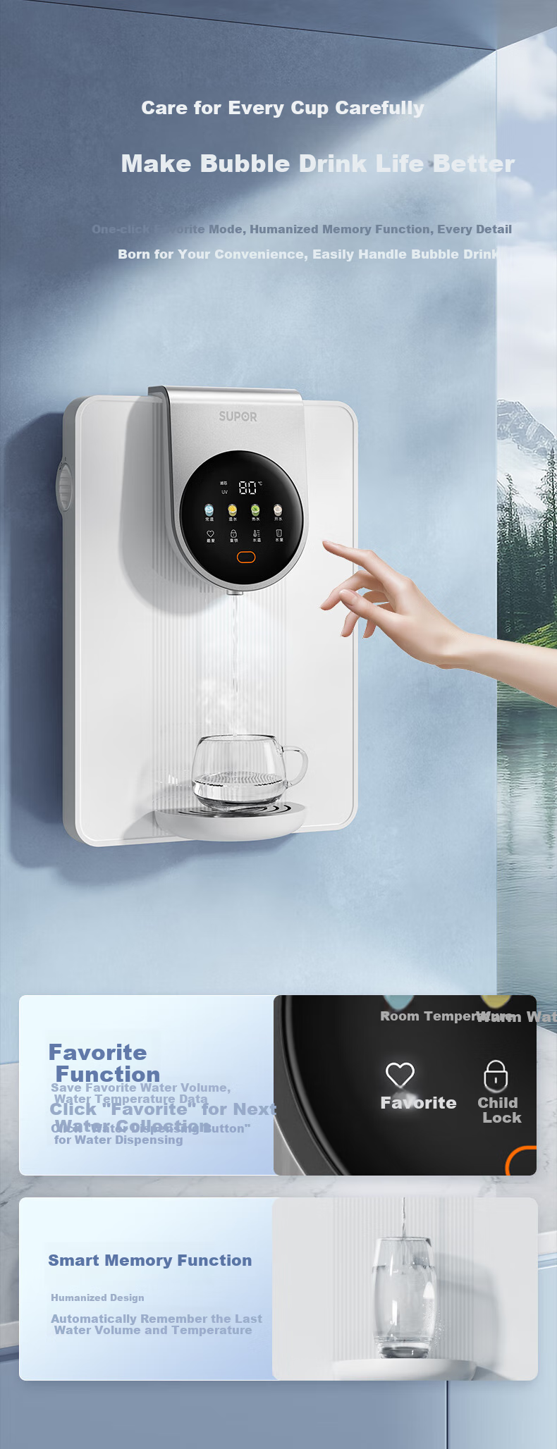 SUPOR Pipeline Machine, Home Wall-Mounted Mineral Water Instant Hot Water Dispenser, Sideboard Direct Drinking Machine, Upgraded Strontium-Enriched Mineralization with UV Purification And Antibacterial UG01-K 7