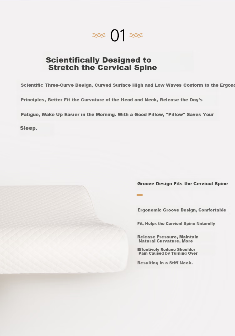 Aeromax Memory Foam Pillow, Cervical Low Rebound Pillow Core, Neck Pillow for Home Use, Adult Sleeping Pillow, Dormitory Wave Pillow 3