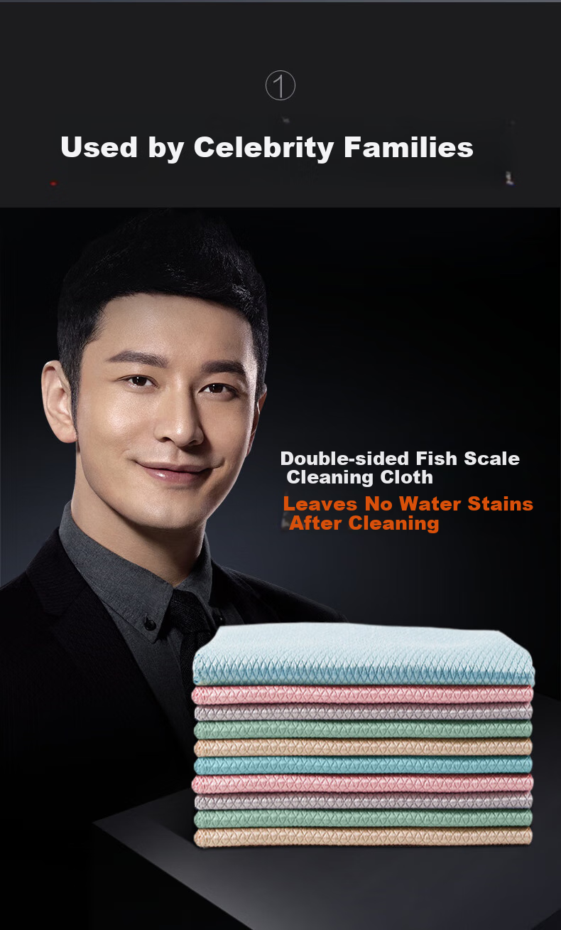 Dawei Fish Scale Cleaning Cloth, 30*40cm*5 Pieces, Kitchen Dishwashing Cloth, Oil-Removing And Water-Absorbing, K2 2