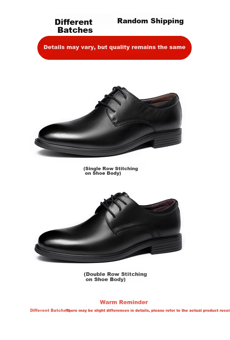 LAORENTOU Men's Leather Shoes, Business Formal Shoes, Top-Layer Cowhide Breathable Lace-Up Wedding Shoes, Men's Leather Shoes, 110199 Black Size 42 3