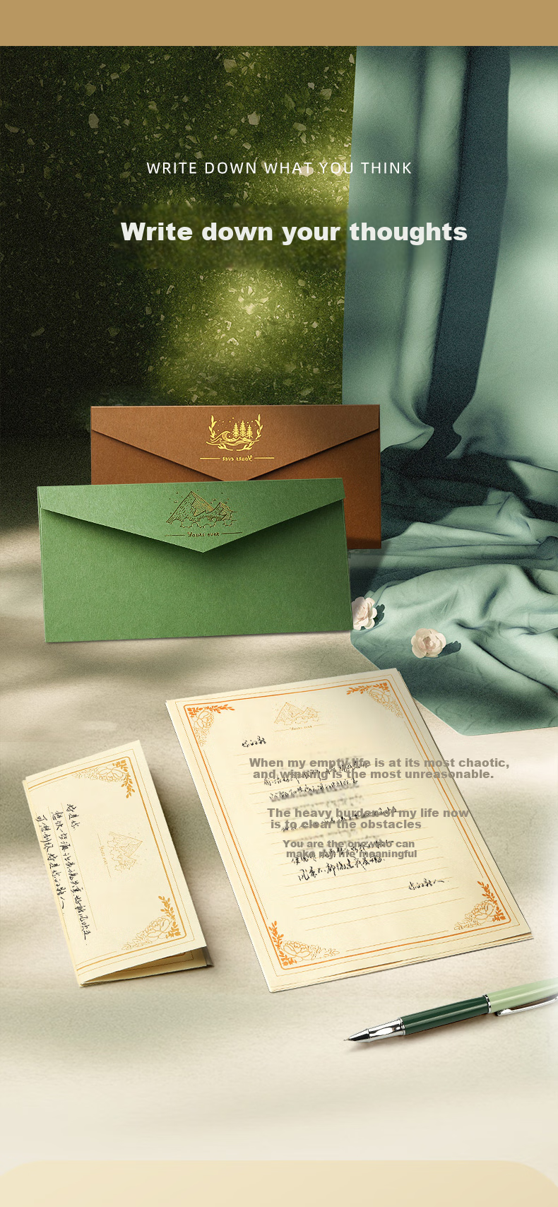 Jinzhi Lamba Leather Envelope And Letter Set, Exquisite Vintage Style Postcards, Greeting Cards, Birthday Gifts, High-End Gold Foil Gift, Confession Letters, Stationery, New Year's Day Invitation Cards, Macaro 4