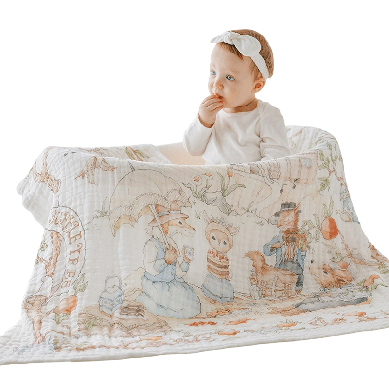 BUBBLE TREE Newborn Six-Layer Gauze Bath Towel Baby Soft Pure Cotton Children's Bath Towel All-Season 120*120cm