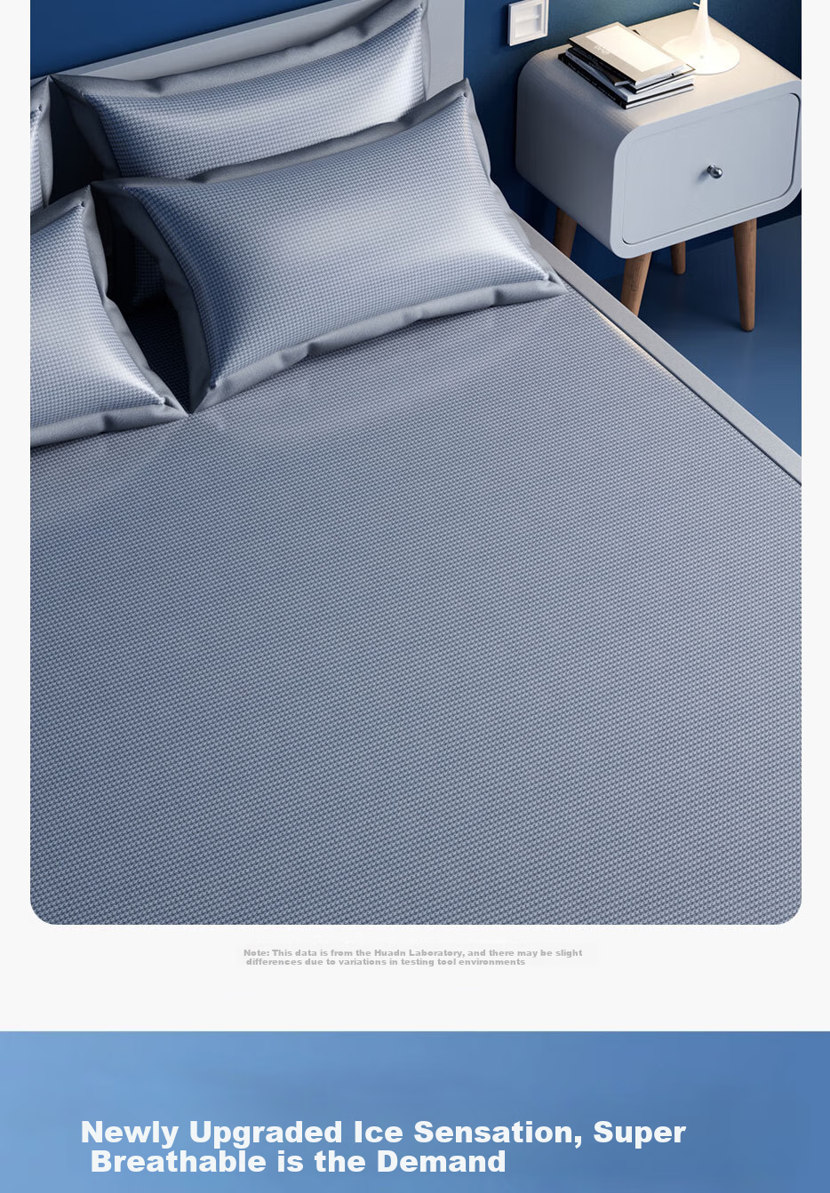 Huadn Carbon Fiber Ice Silk Cooling Mat, Washable Air Conditioning Mat, Double Set, Ice Silk Mat Fitted Sheet Style 180*200cm 11