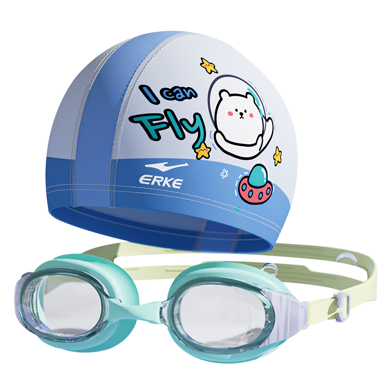 Hongxing Erke Kids Small Frame Swimming Goggles Boys Girls HD Waterproof Anti-Fog Competitive Swim Goggles and Swim Cap Set