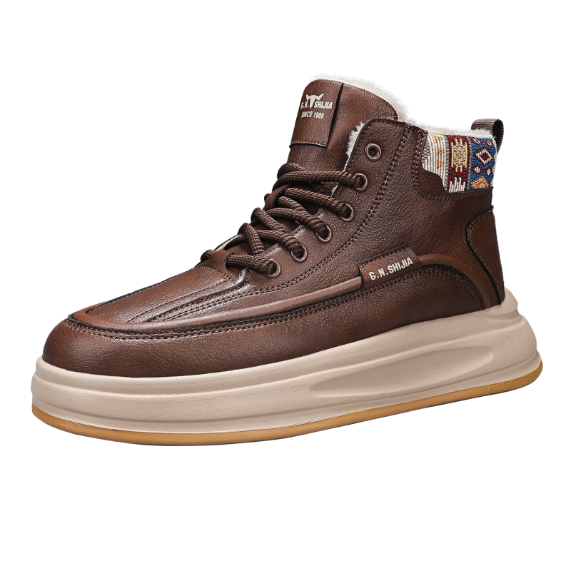 Bull Family Martin Boots Men 2025 Winter New Plush Warm High-Top Sneakers Versatile Cotton Shoes Men's Outdoor Casual Shoes