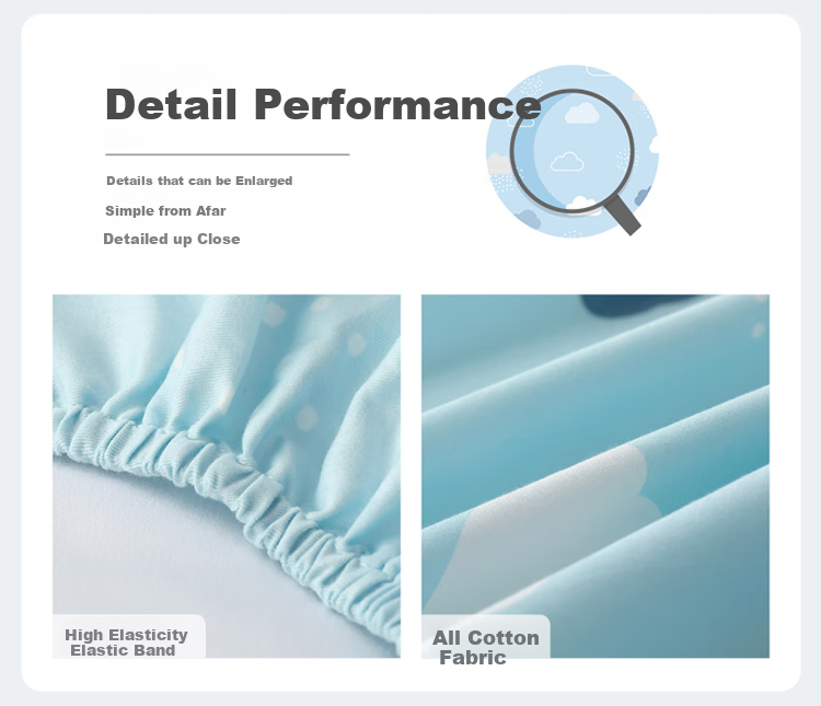 Dohia Pure Cotton Fitted Sheet, Dormitory Bedding Sheet, Mattress Protector Single Piece, for 1.2m Bed 195*120cm 8