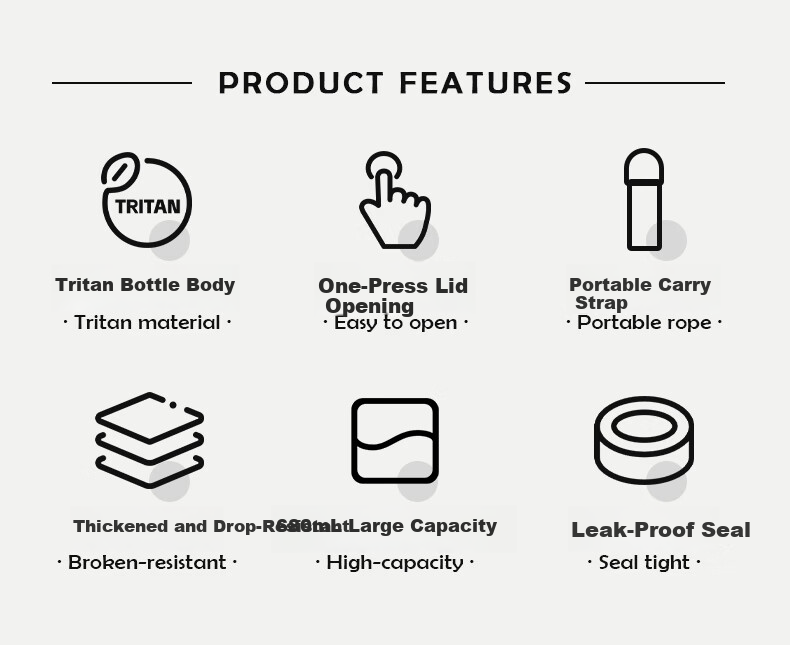 Fuguang Large Capacity Tritan Plastic Portable Tea Cup for Men And Women, Students, Outdoor Sports Water Bottle Summer 680ml 2