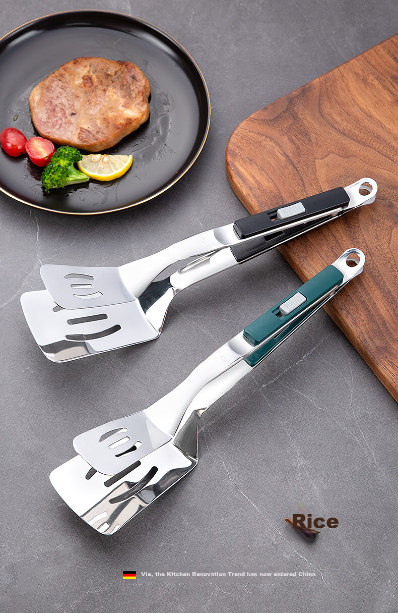 Newair 304 Stainless Steel Tongs, Food Clamps for Steak, Fish Spatula, Meat Tongs for Barbecue, Kitchen Heat-Resistant Food Clamps 12