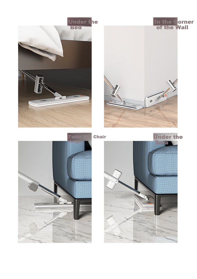 Grace Flat Mop, 42cm, 2 Mop Pads Included, Aluminum Surface, Durable, Easy-Clean, Absorbent, for Home Use, All-In Large Mop Head 5