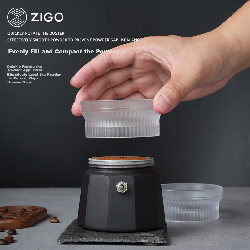 Zigo Moka Pot Powder Dispenser Universal Powder Dispenser [Dual Valve for 2 Cups, Single Valve for 3 Cups]
