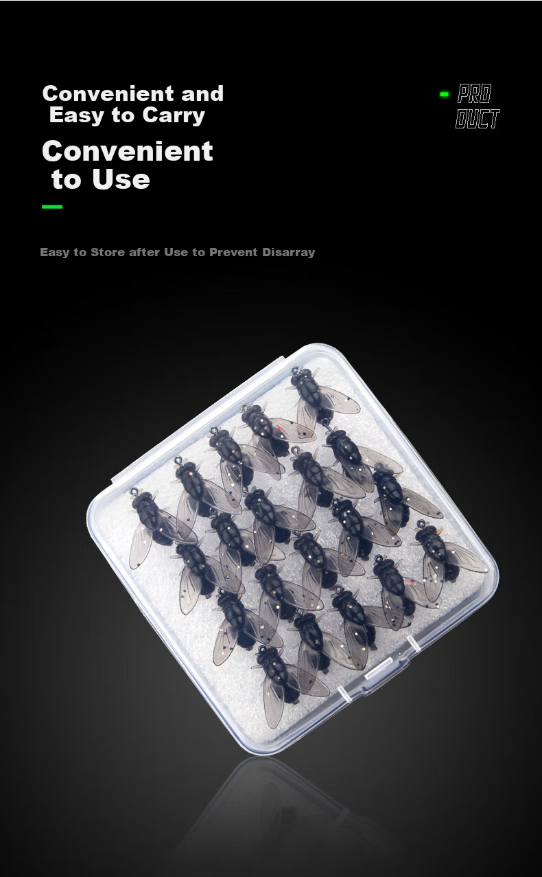 Kemailei Fly Hook Soft Bait for Flies Fishing, Mosquitoes, Insects Prevention, Artificial Bait for Horse Mouth Creek Fishing, Medium Size Black, 20 Pieces 4