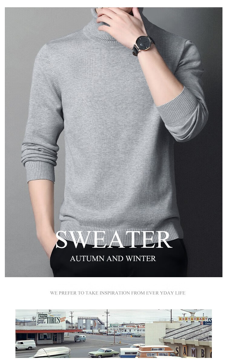MULINSEN Men's Turtleneck Sweater Autumn Winter Warm Pure Cotton New Year Base Knitwear Wine Red XL 1