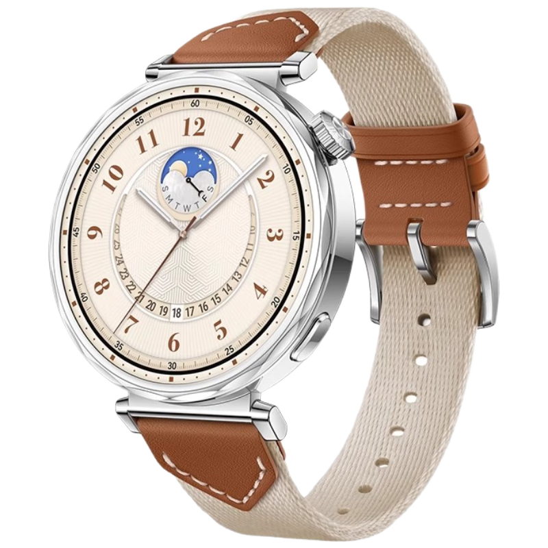 Watchbond Compatible with Huawei GT6 Watch, Watch5/GT5 Strap for Women, 41/42mm Composite Woven Strap, GT5 Pro Official Style Button Disassembly Women's GT4 Saddle Brown Strap