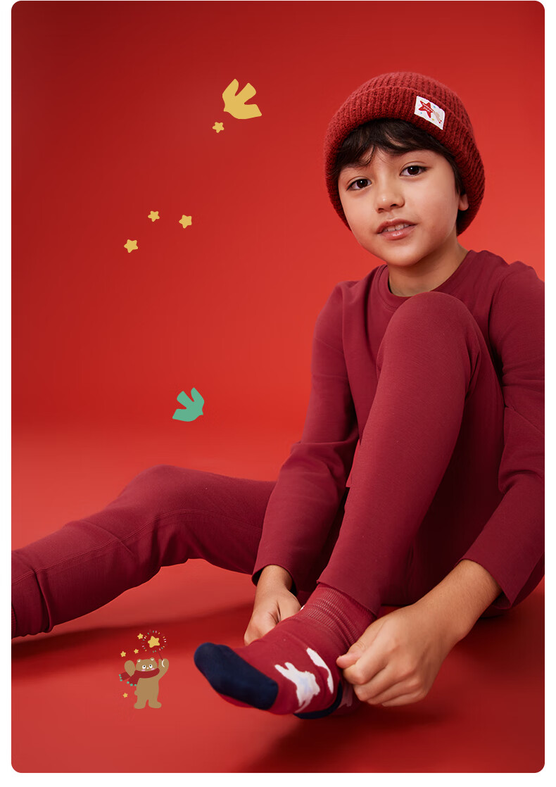 Like uu Children's Socks Gift Box Red New Year 2025 Developmental Period Primary School Student Gift for Boys and Girls 10