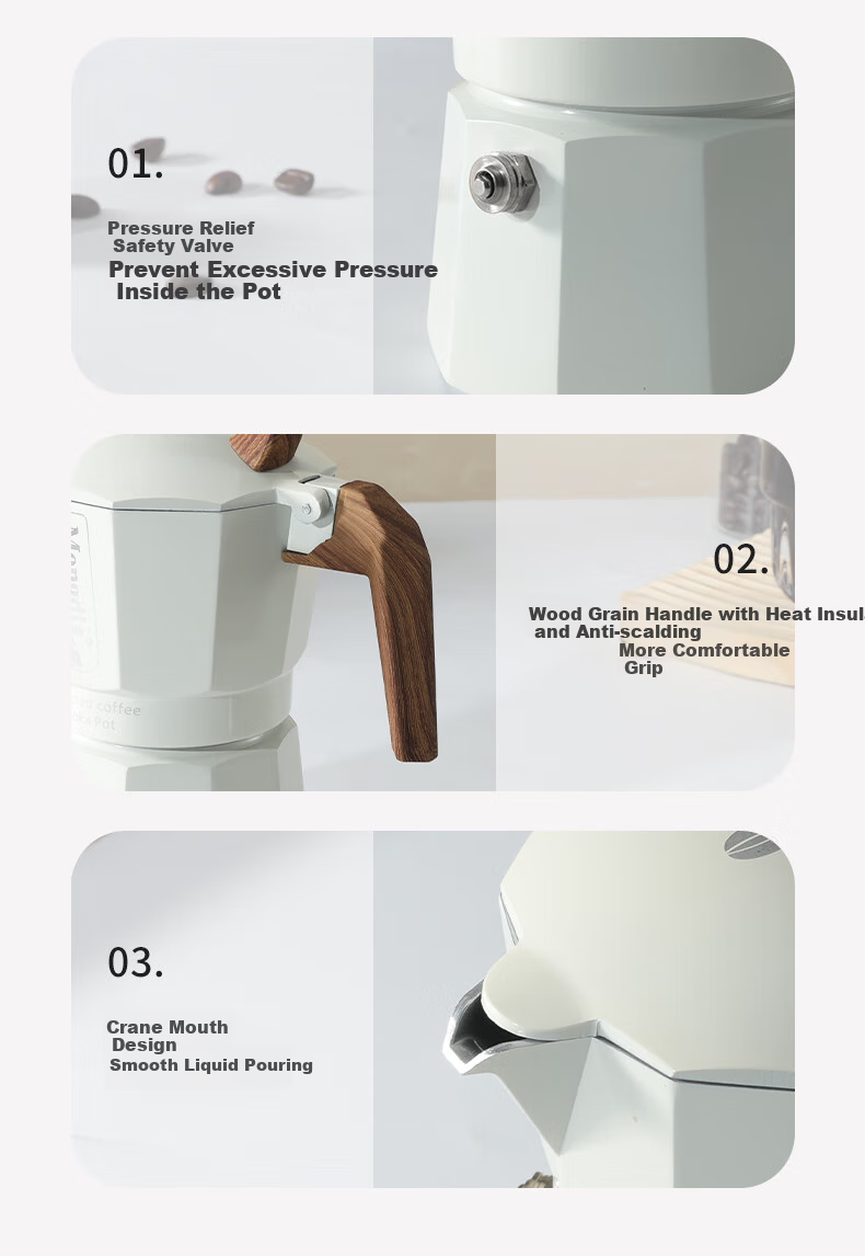 Mongdio Moka Pot with Dual Valves, High-Pressure Pour-Over Coffee Maker, Home Italian Espresso Machine, Black, 90ml for Two Servings 12