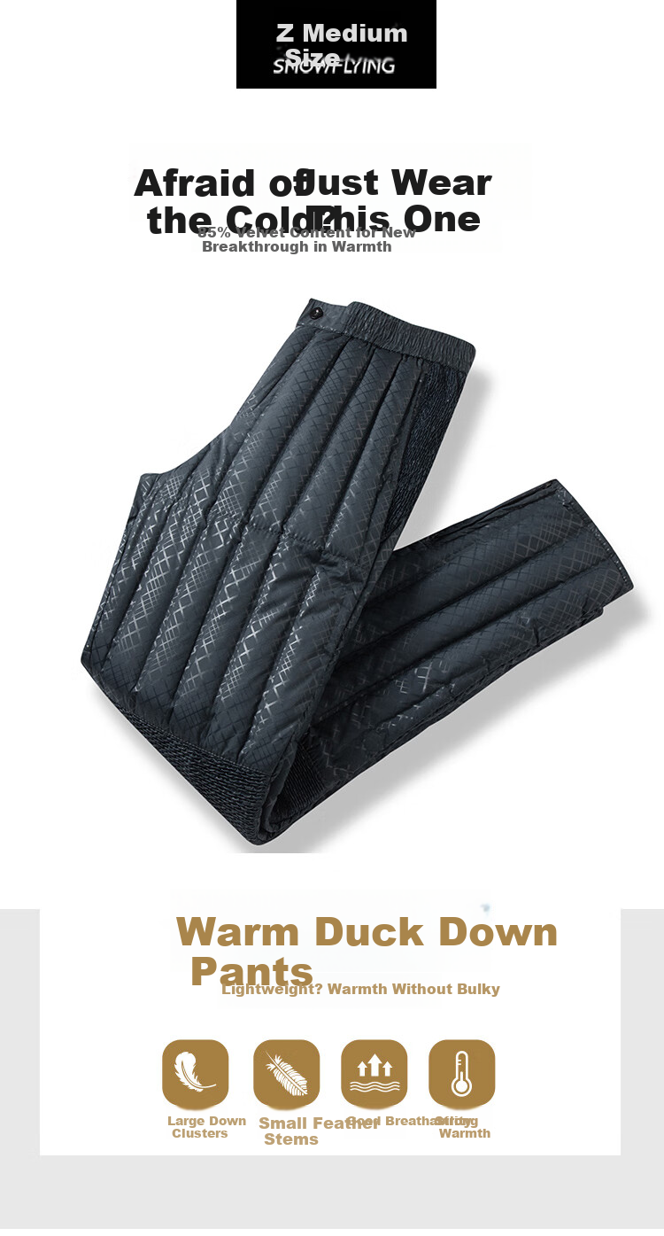 SNOWFLYING Upgraded Knee Protection Autumn Winter Men's New Warm Down Pants Middle-aged and Elderly Straight-leg Fleece Thickened Cotton Pants 1