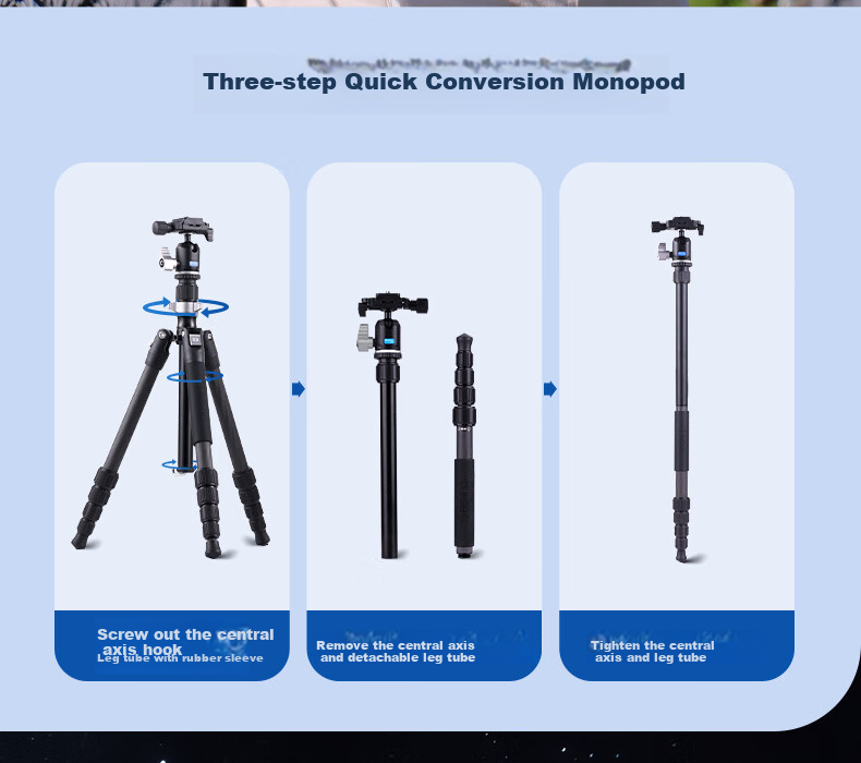 Benro XA229CH0S Xiaoyi Small Carbon Fiber Reverse Folding Compact Travel Photography Mirrorless DSLR Tripod, Adjustable Monopod, Ball Head Tripod 8