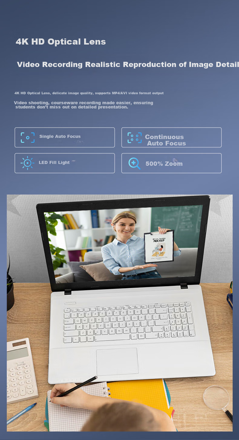 CZUR Document Camera, FancyUPlus+ Folding Writing Stand, Video Display Stand, Online Class Teaching, Calligraphy And Painting Training, Live Streaming Microphone, Recording And Video Recording, Course Projectio 3
