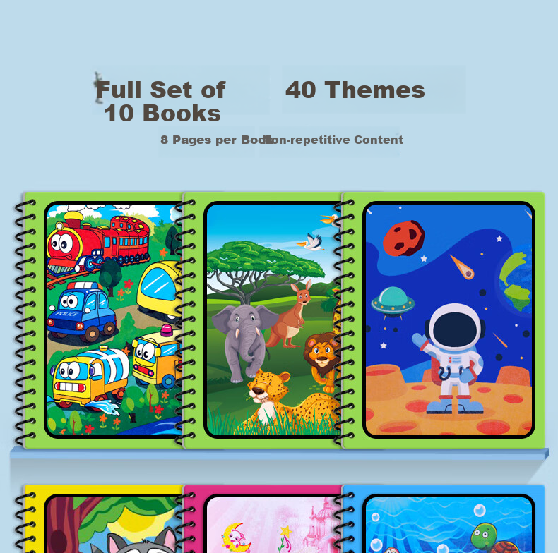 COOKSS Magic Water Drawing Book, Reusable Doodle Water Pen Book, Magic Coloring Dinosaur Toy for Boys And Girls, 6 Books 2